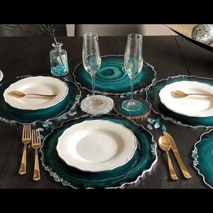 Green plates/tray set of 6